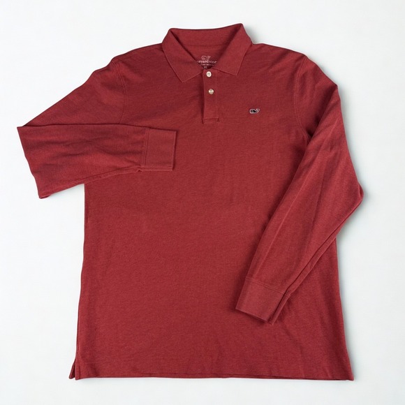 Vineyard Vines Other - Vineyard Vines Long Sleeve Whale Polo Shirt Youth XL Red Classic Fit Casual